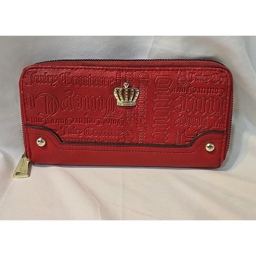 Juicy Couture Red Wallet Juicy Couture Cardholder Handbag Wallet Gold Crown